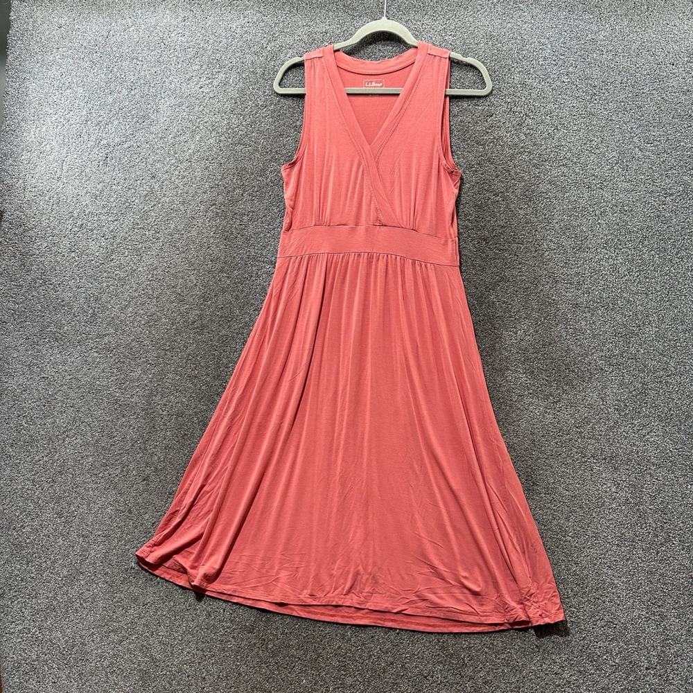 L.L. Bean Sleeveless V‑Neck Midi Dress in Coral